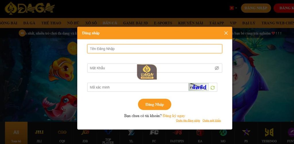 Đăng nhập DAGA nhanh chóng